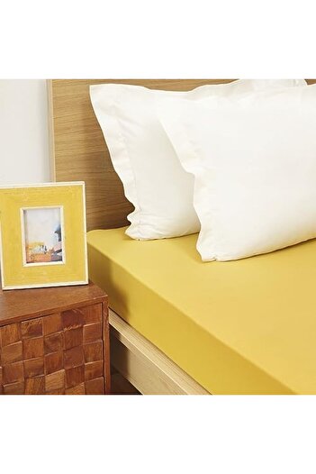 STOREMAX Polysight Combed Cotton Fitted Sheet Double Size Mustard 160X200+30 Trendzap 467437