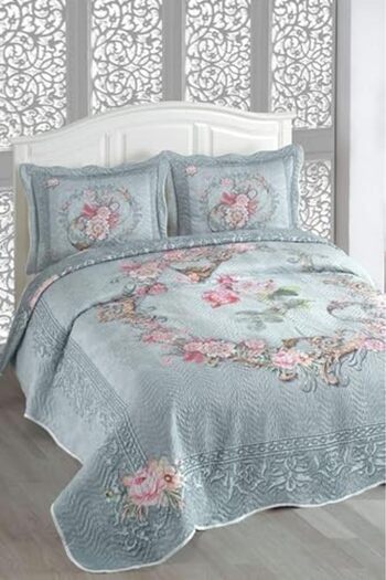 STOREMAX Snshop Alice Double Quilted Bedspread Set - Blue 467437