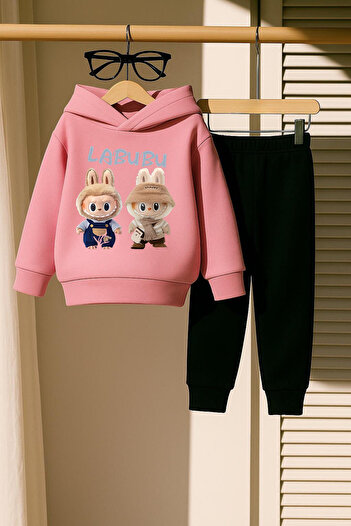 New Shine Φούτερ Unisex με διπλό στάμπα Pink Labubu