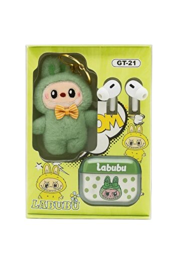 Toybox Labubu Wireless Earbuds With Cute Cartoon Toy - Green