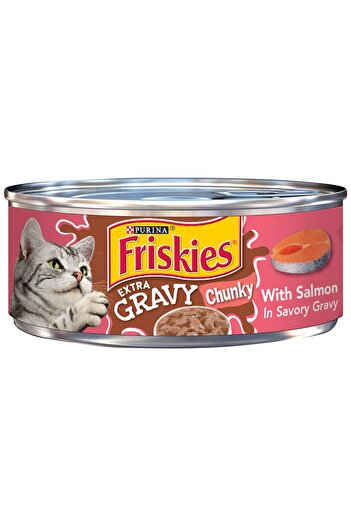 Friskies Purina Gravy Wet Cat Food Extra Gravy Chunky With Salmon In Savory Gravy