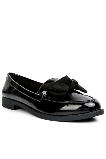 london Rag Women Black Bow-Tie Loafers
