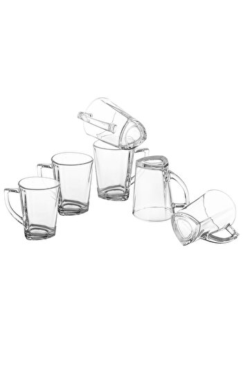 Blinkmax Set of 6 clear glass tea cups, 130 ml capacity