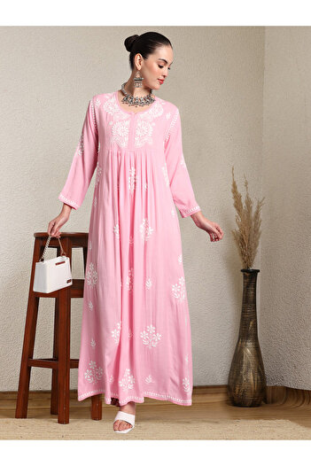 alaya Hand Embroidered Chikankari Rayon Jalabiya-AL4012