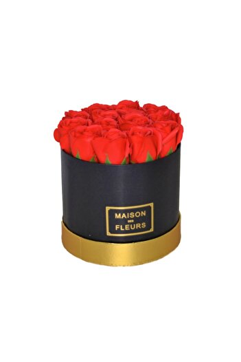 FY FashionForYou Floral Arrangement with Scented Soap Roses, Red, in Black Luxury Box