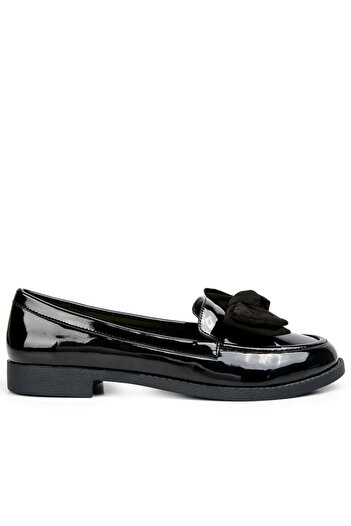 london Rag Women Black Bow-Tie Loafers