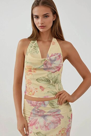 Hiccup Choker Collar Floral Blouse