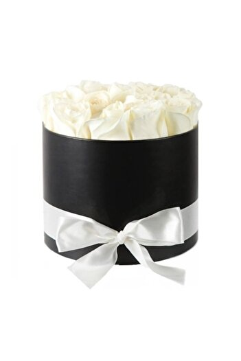 FY FashionForYou Aranjament floral Trandafiri parfumati de sapun, albi, in cutie neagra Luxury