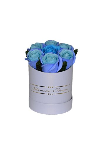 FY FashionForYou Aranjament floral Glamour, cutie rotundă cu 7 trandafiri de săpun