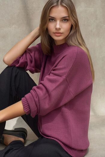 Hiccup Thick Crew Neck Long Hip Covering Sweater
