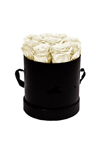 FY FashionForYou Aranjament floral cu 9 trandafiri cremoase de săpun într-o cutie neagră