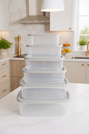 Vienev 6-Piece Airtight Storage Container Set Gray (3-2-1,2-0,75-0,50-0,25 Lt)