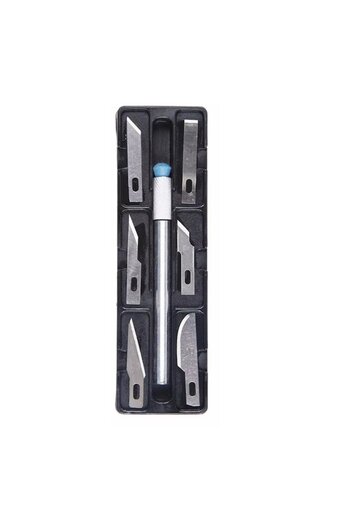 dalip Set of Cutters with 6 Blades for Precise Modeling or Hobby, Magnetic Storage Box, Silver