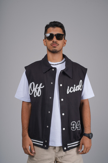 Butik Three Thread Fabric Embroidered Oversize Pattern Vest