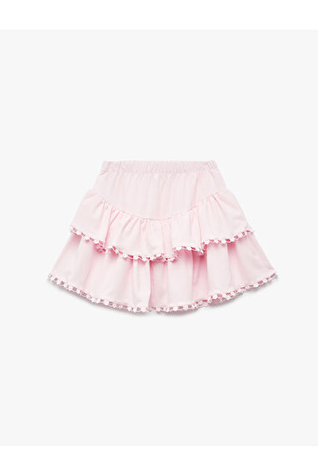 Koton Layered Lace Detailed Mini Skirt with Elastic Waist