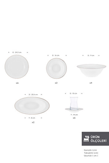 Karaca Fine Pearl Fame - 26 Piece Gold 6 Person Breakfast Set