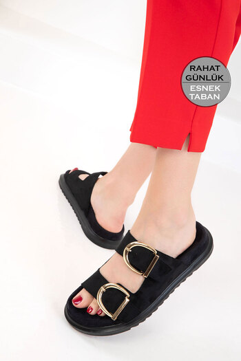 SOHO Black Suede Women's Slippers 20698