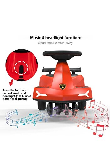 Lamborghini Swing Car Ride On with Lights and Sounds -Red