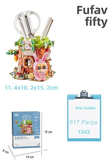 Vagonlife Cute Pen Holder with Pink Figure - Loz Creative Series - Lz1242 (617 Pieces) Toy Building Set