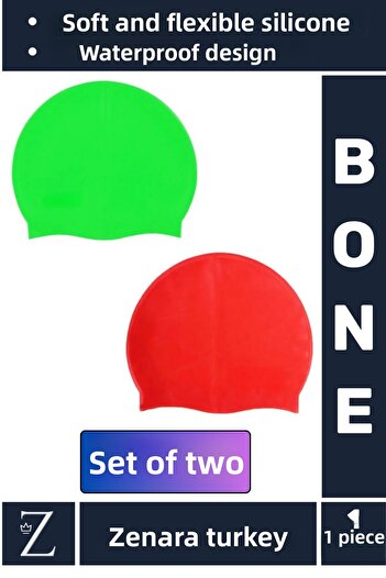 Zenara Premium Waterproof Elastic Soft Swimmer Pool Sea Swimming Cap Flexible Silicone Bonnet Set of 2