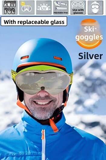 Badem10 Bellasimo Ski Goggles Can Change Glassed Antifog Snow Glasses Silver Snowboard Glasses Sport