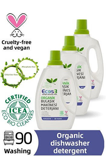 Ecos3 Organic Automatic Dishwasher Gel Set of 3 (90 Washes)