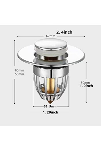 Choice 1pc GLS Universal Rebound Drain Plug Filter Basin Pop-up Chrome Sink Filter with Hair Catcher Bathro