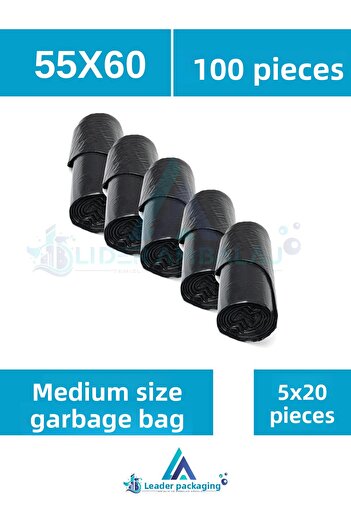 Lider Garbage Bag Medium Size 20 Pieces 5 Roll Thick 55x60 Garbage Bag
