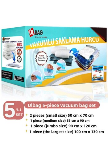 ÜLBAG Set of 5 Vacuum Storage Bags (2S+1M+1Xl+1 Largest Size) Vacuum Bag - Vacuum Bag