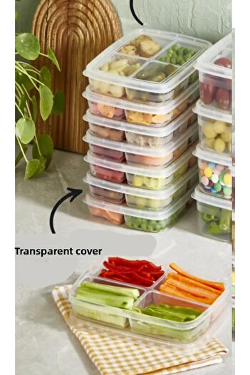 safestore 6 Pieces Mini Vegetable Storage Container - 4 Compartments, Meat Chicken Juice Mincer Icebox Organizer