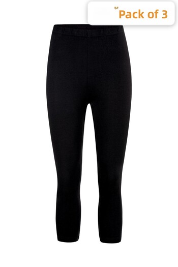 Şahin Women's Knee-Length Lycra Black Leggings-Economy Pack of 3