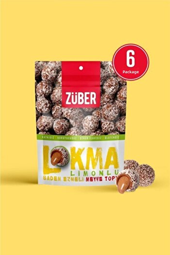 Züber 96g X 6 Package Bite Lemon and Almond Butter Fruit Ball