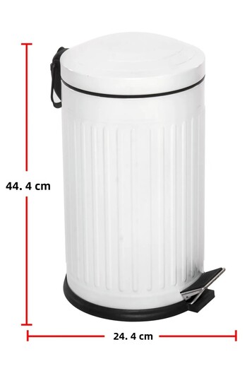 GörSeç 16 Liter White Vintage Damper Garbage Can - Bathroom Kitchen Toilet Balcony