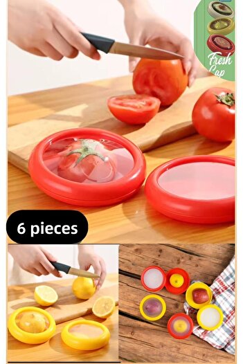 Bayev 6 Pcs Fresh Cap Fruit Container - Reusable Onion Lemon Pacifier Preservation Box