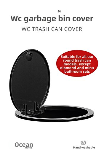 Okyanus Home Black Round Replacement Trash Can Lid