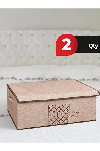 Smyak Gray Felt Covered Base Box - 50X40X19 Cm, 2 Pcs