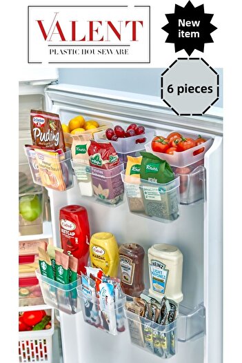 VALENT 6 Pieces Mini Hanging Refrigerator Organizer with Lid