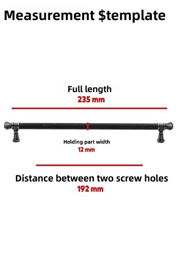 Badem10 Mâner pentru ușă dulap Akbatı (192 MM-19,2 CM) Mâner din metal bronzat pentru mobilă sertar de bucătărie