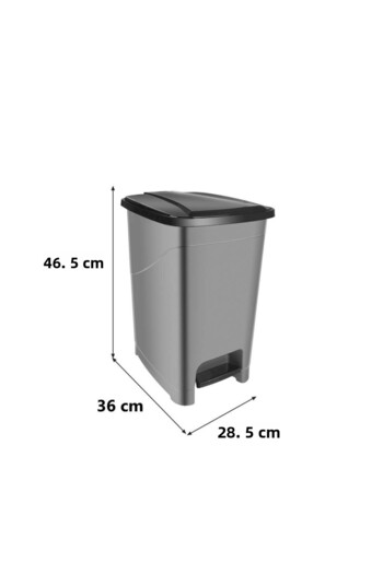 Omnipazar Srl-3029 Slim Pedal Plastic Trash Can with Inner Bucket 25 Lt