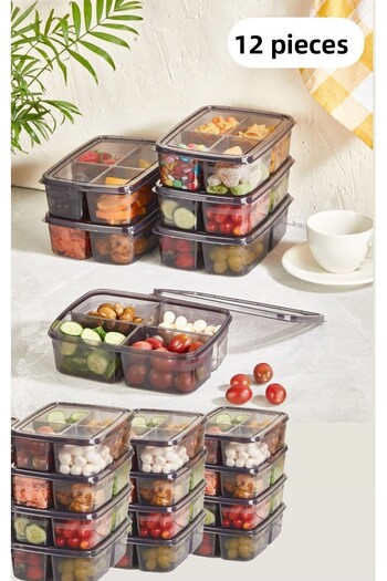 Bayev Smoked Large 12 Pieces 4 Compartments Meat and Vegetable Storage Container Portion Mincer Icebox Diet Organizer