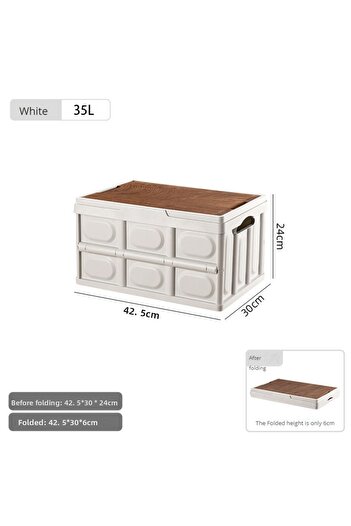 Choice صندوق تخزين قابل للطي 35 لترًا للتخييم في الهواء الطلق، مقاس 35 لترًا، 42.5 × 30 × 24 سم، أبيض، صندوق تخزين قابل للطي 35 لترًا، صندوق تخزين منزلي للسيارة