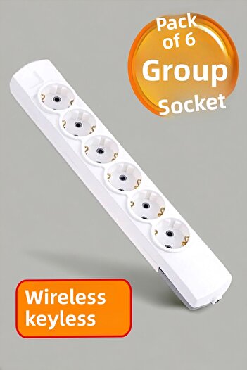 Badem10 Group of 6 - Wireless, Terminal Socket Plug and Grounded Multiple Multiplier Six Hanging