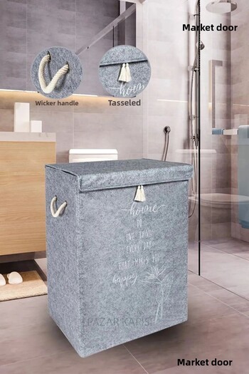 ARALAR HOME 1 Piece Dirty Laundry Basket with Felt Lid 1 Piece Mini Storage Box Set of 2