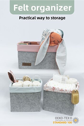 mordesign 3-Piece Drawer and Cabinet Laundry Organizer Set - Foldable Storage Box for Kids Room