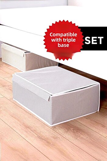Helen's Home 3-Piece Covered Storage Bag - Foldable Storage Bag and Sofa Bed Storage Bag 50X40X19 cm