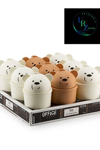 Urz Store Trash Can, Table Top Trash Can with Teddy Bear, Children's Room Trash Can