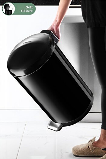 Prima Nova Bombe Lid Trash Can 30 Lt Black - Black Inside