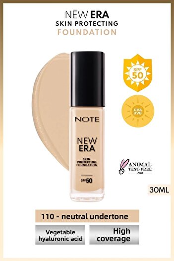 NOTE New Era Skin Protecting Spf 50 Nemlendirici Etkili Hyaluronik Asitli Fondöten - 110 عاجي ناعم