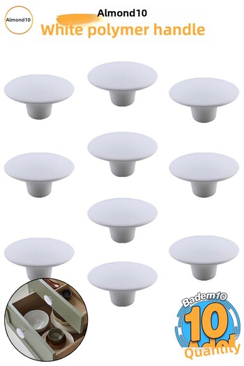 Badem10 Bohemian White Wide Mushroom Handle Knob 10Pcs Furniture Cabinet Drawer Kitchen Cupboard Handle Handle Plastic