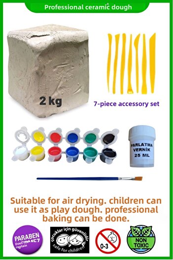O&S Oyun ve Sanat Eğlen-Üret 2 kg Ceramic Dough Set, Clay Mud hibiscus, play dough set, air drying clay mud ceramic